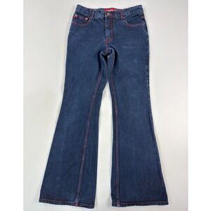 Zana Di Flare Leg Jeans Red Stitch Dark Wash Denim Juniors‎ Size 7